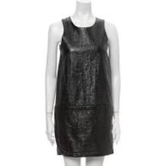 TIBI Faux Patent Leather Mod‎ Madmen Mini Dress 60’s inspired sz 4 - Picture 1 of 7